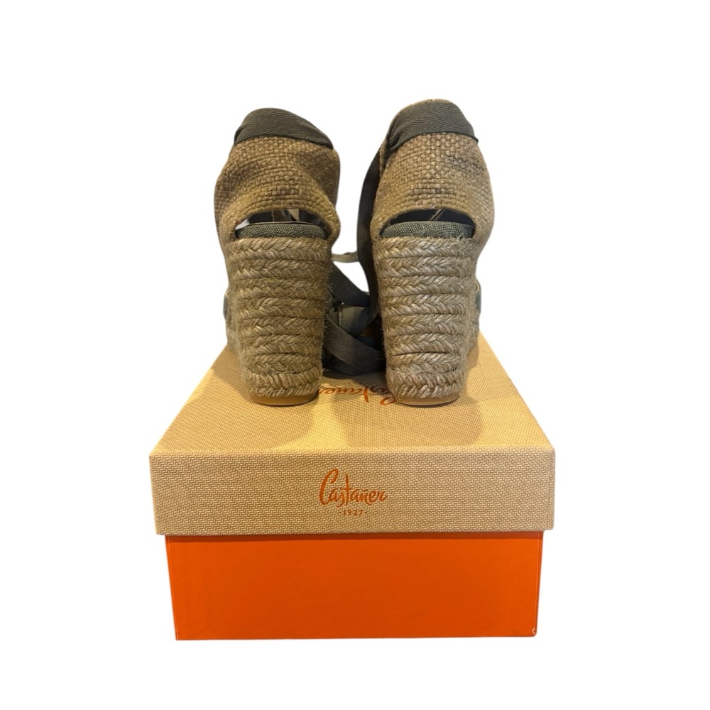 Castaner Olive Green Wedge Espadrilles - Picture 4 of 6